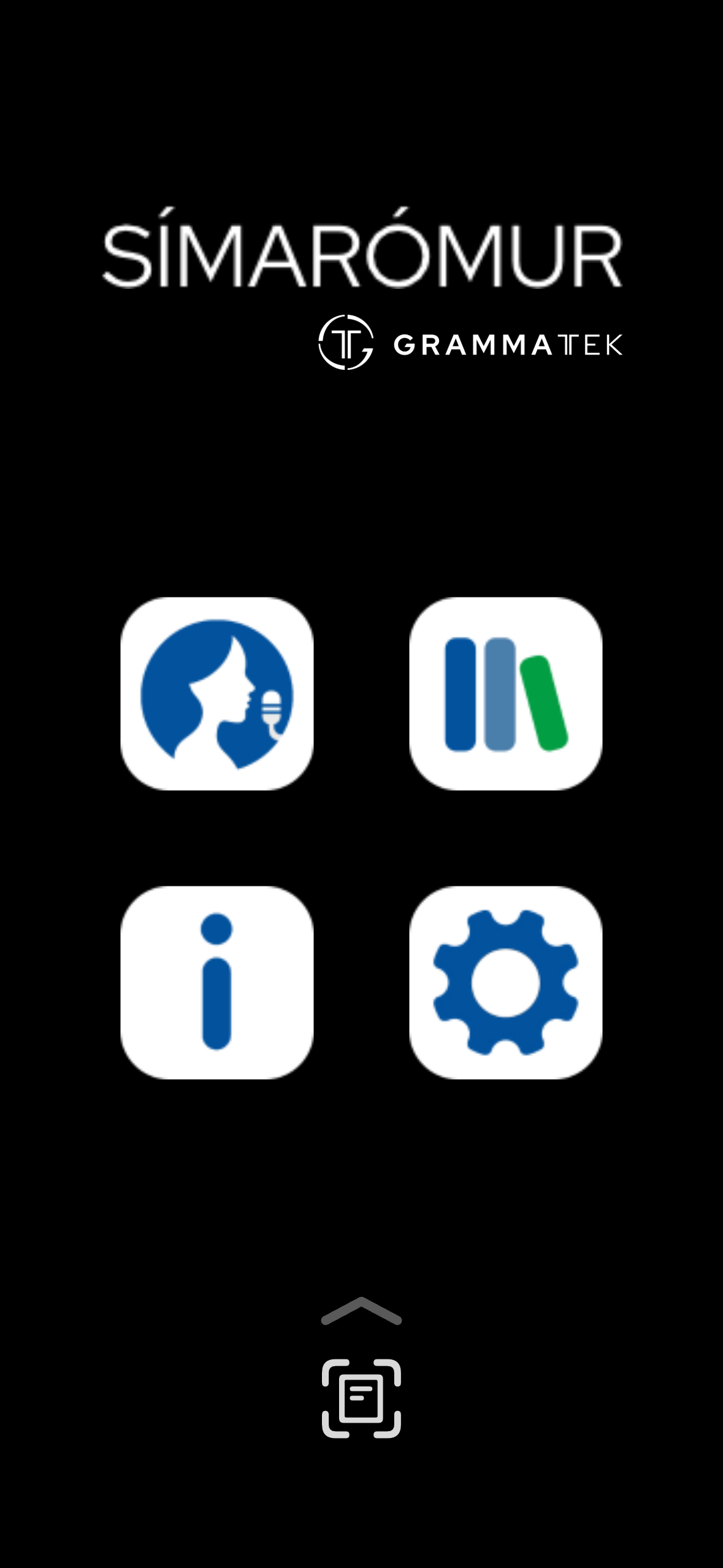Símarómur app start screen