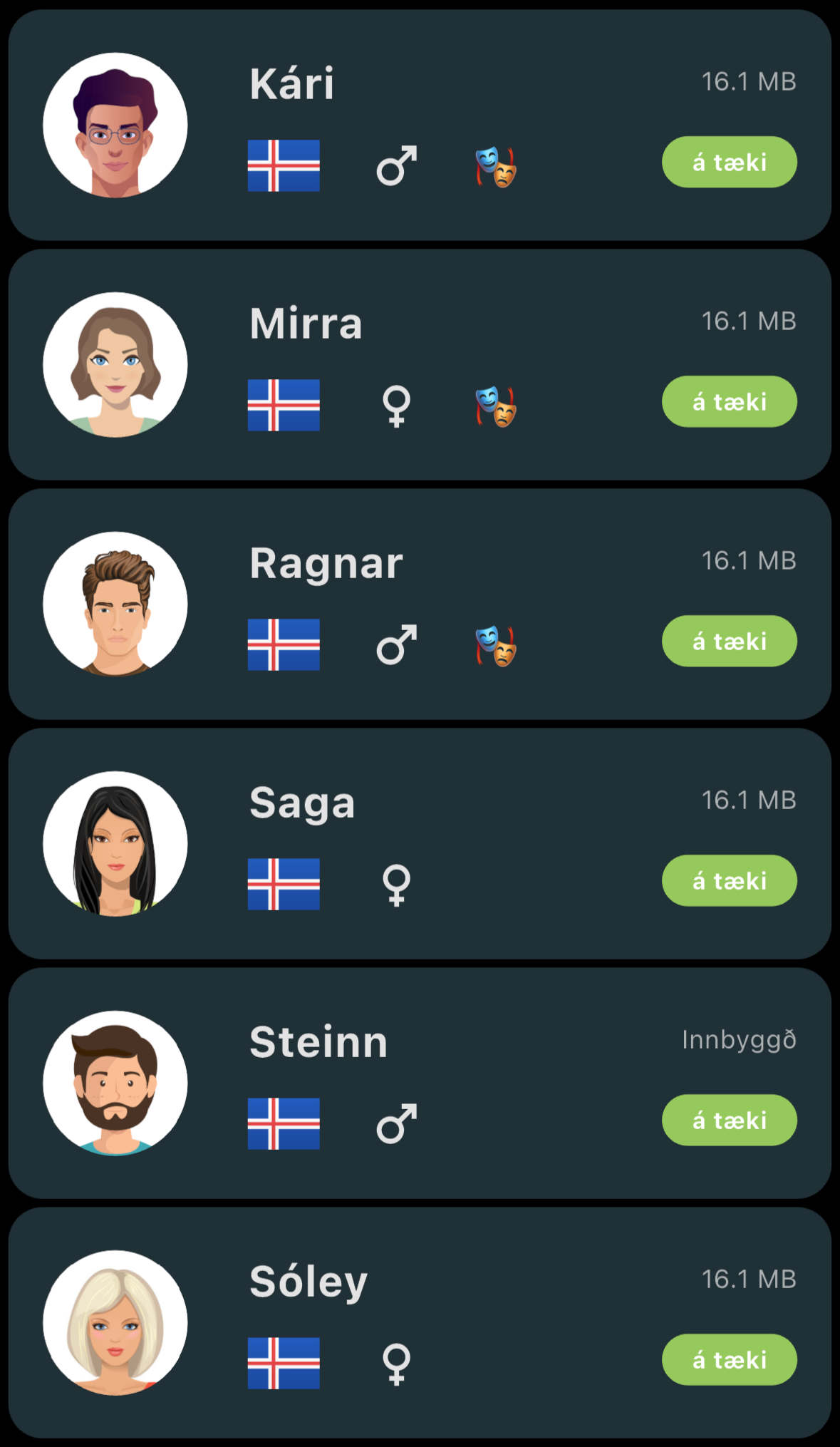 Sex raddir í Símarómi