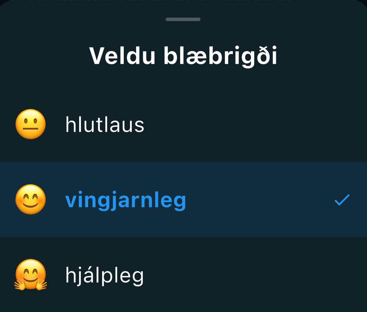 Veldu blæbrigði í Símaróm